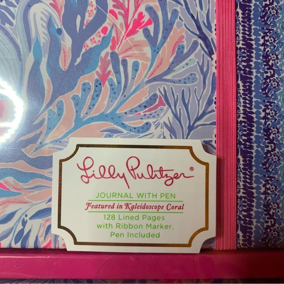 NIB Lilly Pulitzer Kaleidoscope Coral Journal Set w/ Pen 128 lined pgs - Picture 4 of 11